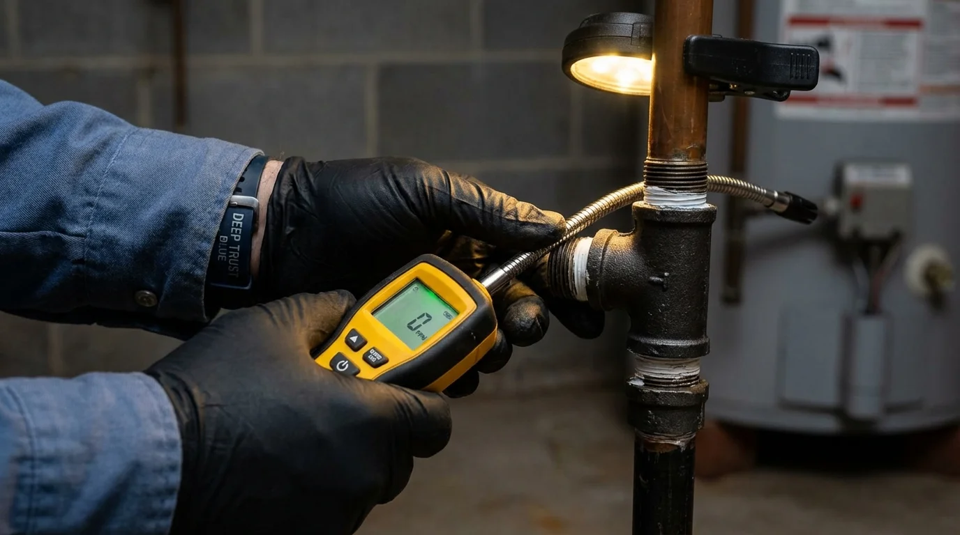 Gas leak detection with electronic sniffer by Johns Plumbing LLC in Littlefield