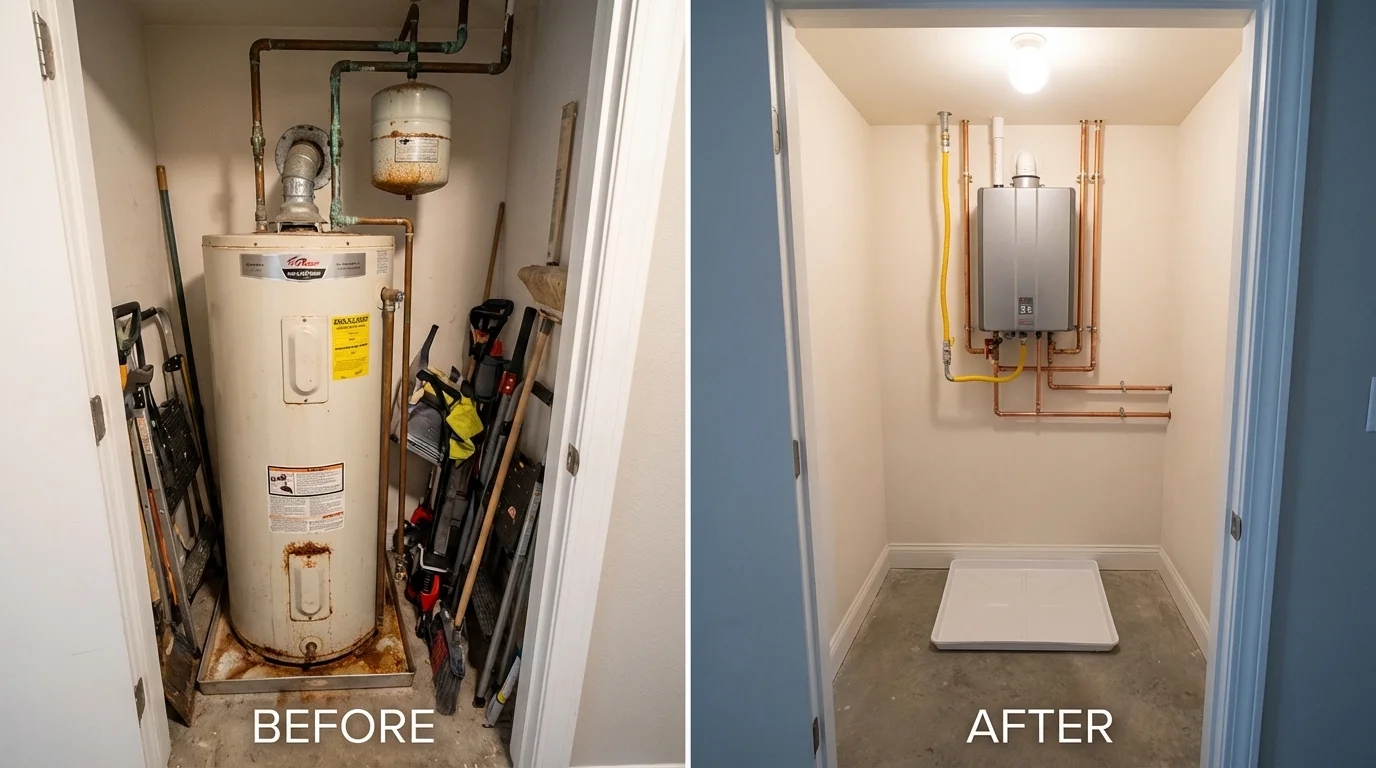 Tank water heater versus wall-mounted tankless unit comparison for Littlefield, TX homeowners